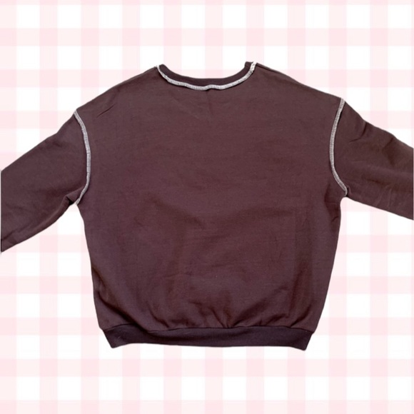 ROMWE Brown New York Top-Stitching Sweatshirt - Picture 3 of 4